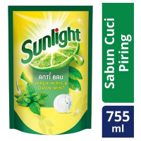 Sunlight Sabun Cuci Piring Jeruk Nipis & Daun Mint Refill 755ml