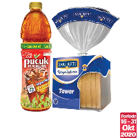 SARI ROTI Roti Tawar Spesial 222gr + Pucuk Harum Teh Pet 1360ml