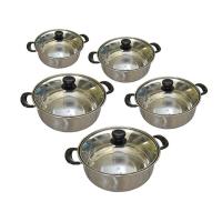 Panci Set 5 Pcs Dengan Tutup Kaca - Stainless