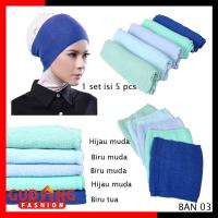 Inner Bandana Rajut 2 Warna / Dalaman Jilbab Hijab Isi 5 Pcs - BAN 03