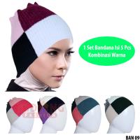 Bandana Rajut Premium Anti Pusing Kombinasi Warna Isi 5 Pcs - BAN 09