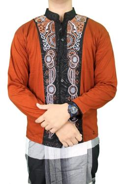 Gudang Fashion - Kemeja Koko Muslim Lengan Panjang - Coklat Muda / KKL 39 - L