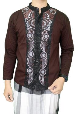 Gudang Fashion - Kemeja Koko Muslim Tangan Panjang - Coklat Tua / KKL 40 - XL