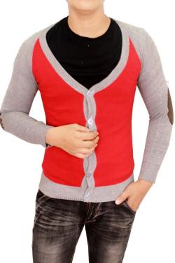 Gudang Fashion-Kardigan Pria One Size Merah Kombinasi