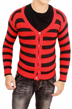 Gudang Fashion-Cardigan Untuk Pria One Size Merah Kombinasi