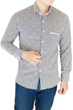 Gudang Fashion-Batik Modern Pria Lengan Panjang M Abu Muda