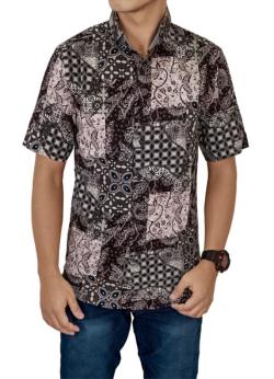 Gudang Fashion - Batik Slim Fit Pendek-Abu-XL BAT783-XL