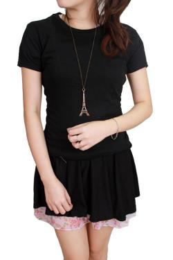 Gudang Fashion-Kaos Polos Lengan Pendek Wanita L Hitam