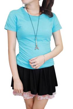 Gudang Fashion-Kaos Wanita Lengan Pendek M Biru Muda
