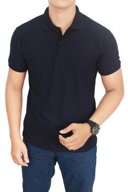 Gudang Fashion-Kaos Polos Kerah Biru Navy 100% Cotton Pique M Biru Navy