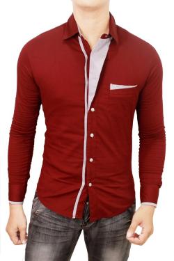 Gudang Fashion Kemeja Panjang Merah Marun L