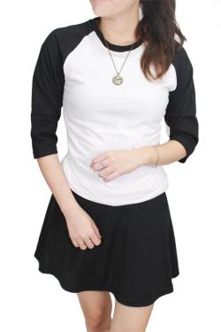 Gudang Fashion Kaos Polos O Neck POLW 26 Putih Kombinasi Hitam S