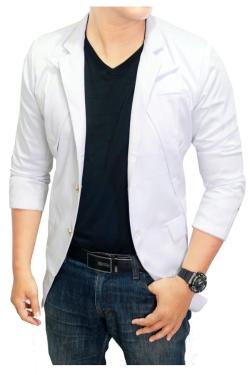 Gudang Fashion Blazer Korea Pria BLZ 604 Putih XL