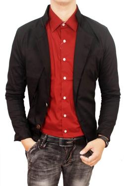 Gudang Fashion Blazer Slim Fit Pria Korea BLZ 605 Hitam XL