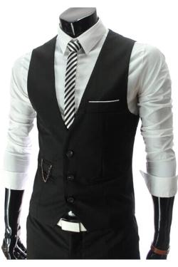 Gudang Fashion - Rompi Korea Pria - Hitam ROM 388 - L