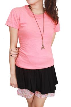 Gudang Fashion Kaos Polos Wanita Pink Salem XL