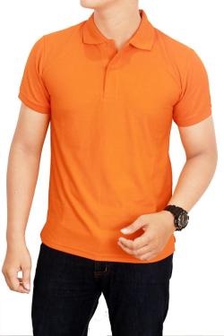 Gudang Fashion-Kaos Polos Kerah Orange 100% Cotton Pique S Orange