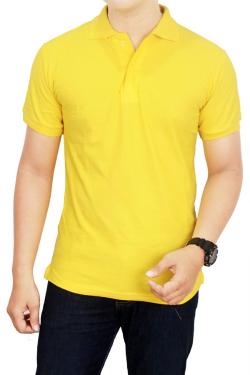 Gudang Fashion-Kaos Polos Kerah Kuning Kenari 100% Cotton Pique L Kuning Kenari