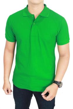 Gudang Fashion-Kaos Polos Kerah Hijau Fuji 100% Cotton Pique S Hijau Fuji