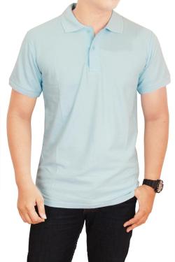 Gudang Fashion-Kaos Polos Kerah Turkis Muda 100% Cotton Pique S Turkis Muda