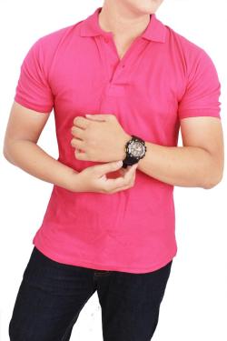 Gudang Fashion-Kaos Polos Kerah Merah Fanta 100% Cotton Pique S Merah Fanta