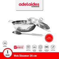 Viera Premium Wok Steamer Stainless Steel 36 cm dengan Tutup dan Spatula