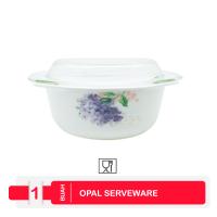 Viera Opal Casserole Wadah Makanan 1.5 Liter Motif Bunga Ungu