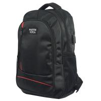 Martinversa TP8 Tas Polo Pria Laptop USB Charger Sekolah Kerja Kanvas Nylon - Hitam