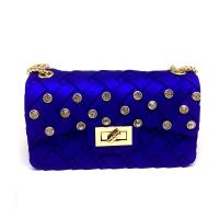 SLW14 Tas Jelly Matte Import Anyam Diamond Mini 18 cm Gratis Syal & Boneka - Biru