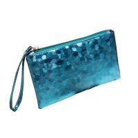 WL3 Dompet Wanita Glossy PU Leather Printed Import - Biru
