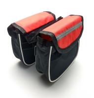 Martinversa SP4 Tas 2 in 1 Sepeda Frame Kantong Simple Kanvas Jaring Gowes Sadel Bike - Merah