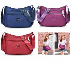 SLW12 Tas slempang wanita kanvas nylon - Biru