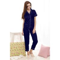Piyama Long Pants Silky Setelan Baju Tidur Navy
