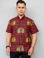 Aksara Jawa Kemeja Batik ukuran M/L/XL - RED (L)