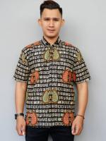 Aksara Jawa Kemeja Batik ukuran M/L/XL - BLACK (L)