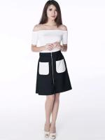 A Line Contras Pocket - Rok Mini Wanita - Black