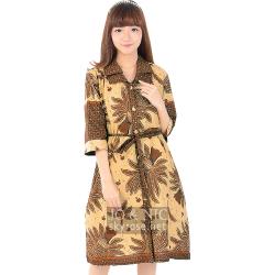 Ghea Batik Tunic Dress + Waist Tie - DASAR MOCCA (XL)
