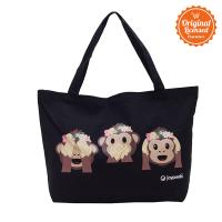 Canvas Bags Joypixels Black Three Wise Monkey Flower