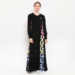 Doraemon Geometric Pattern Dress Black Size L