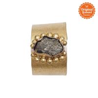 L.Blend Manika Raw Pyrite Stone Bangle Gold/Grey Silver