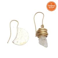 L.Blend Manika Oposite Raw Crystal Earring Gold/White Crystal