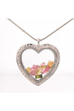 Tiaria Necklace Kalung Titanium Lapis Emas Putih 18K + Liontin Batu Tourmaline