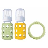 LifeFactory 4oz Baby Gift Packs - Isi 2 - Green Yellow + Gratis Silicone Teether