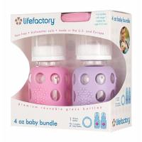 LifeFactory 4oz Baby Gift Packs - Isi 2 - Pink Lilac + Gratis Silicone Teether
