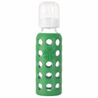 LifeFactory 9oz Glass Baby Bottle With Silicone Sleeve 250ml - Grass Green