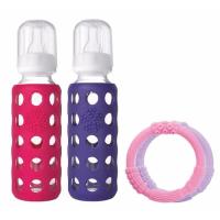 LifeFactory 9oz Baby Gift Packs - Isi 2 - Raspberry Purple + Gratis 2 Silicone Teether