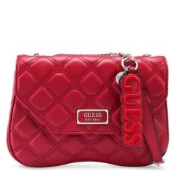 Guess Lolli Flap Design Quilted Crossbody Bag - Red