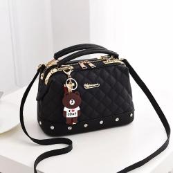 Yijiani Plaid Pattern Metal Alloy Handbag - Black