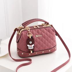 Yijiani Plaid Pattern Metal Alloy Handbag - Pink
