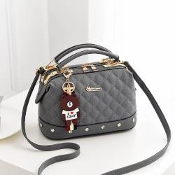 Yijiani Plaid Pattern Metal Alloy Handbag - Gray
